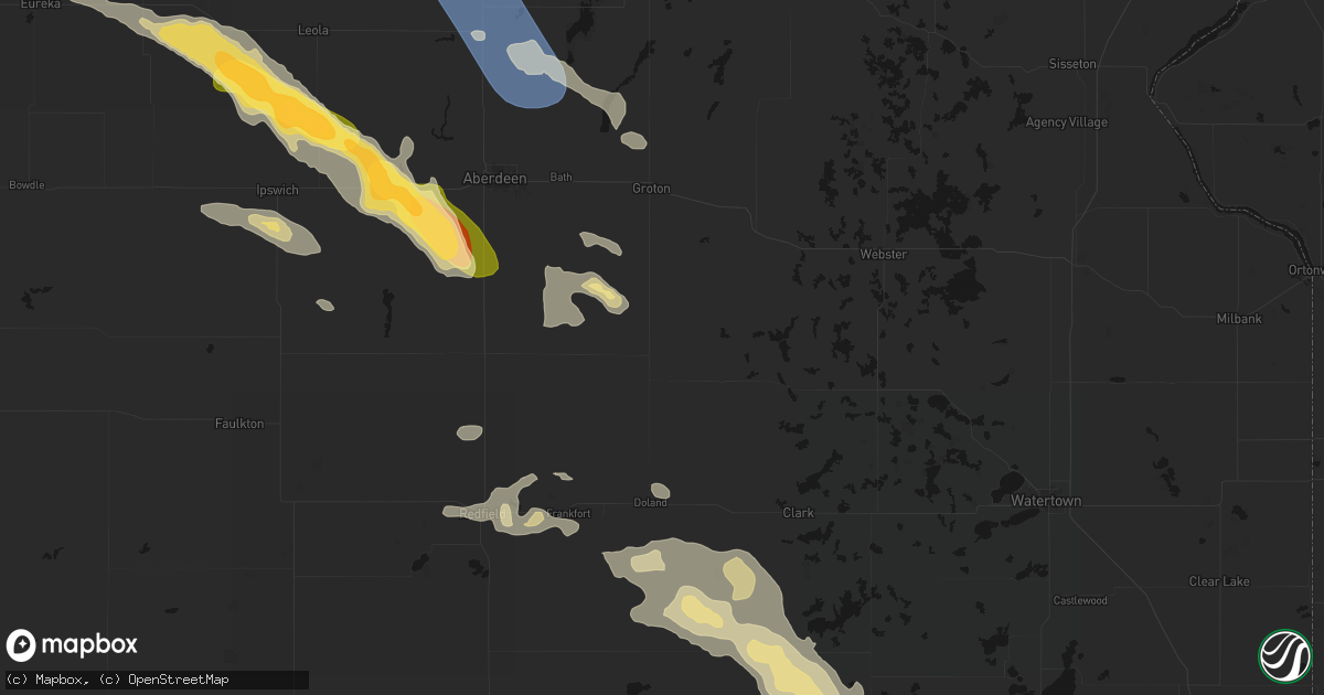 Hail map in Conde, SD on August 24, 2026