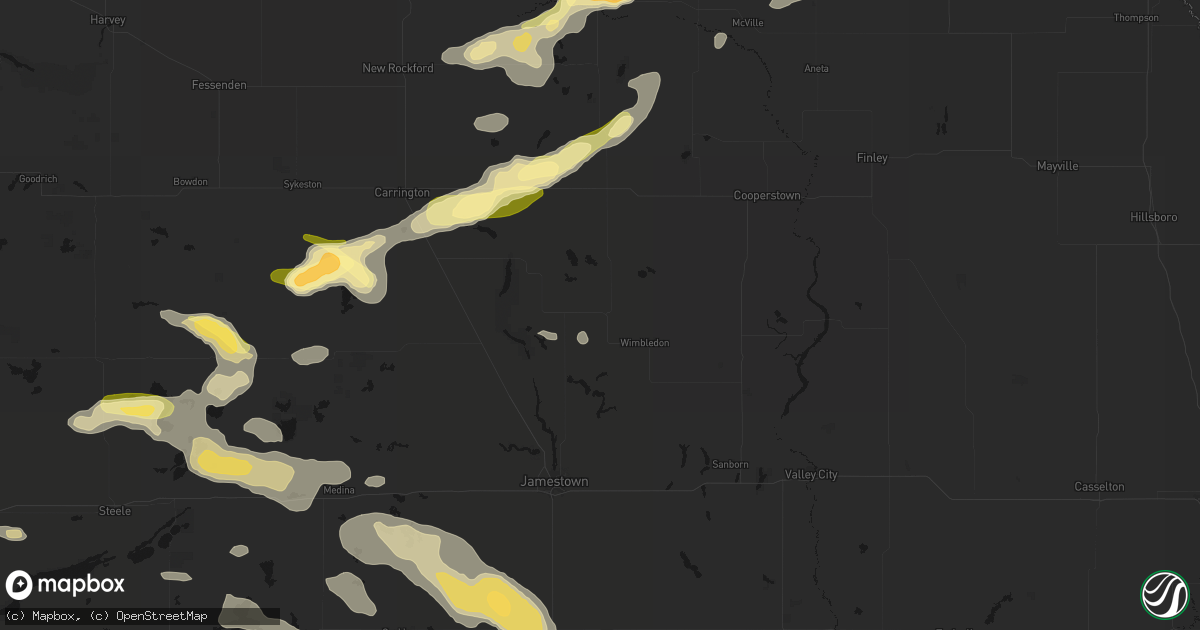 Hail map in Courtenay, ND on August 24, 2026