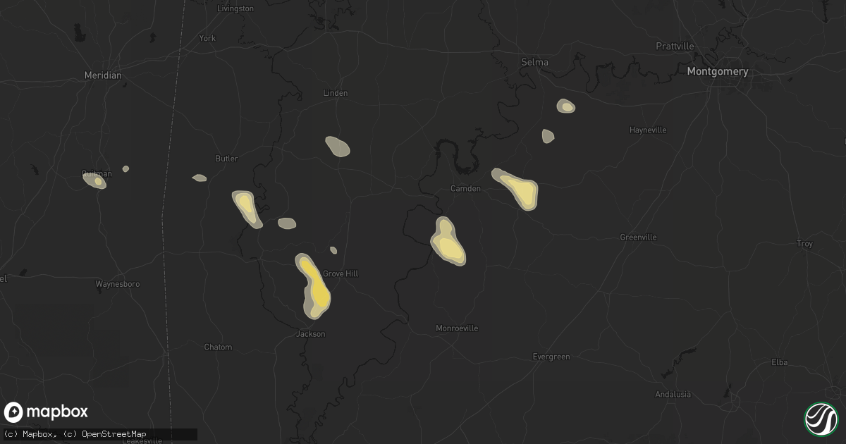 Hail map in Coy, AL on August 24, 2026