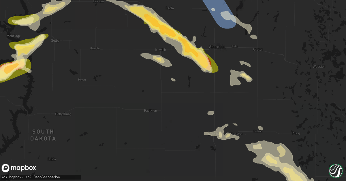 Hail map in Cresbard, SD on August 24, 2026