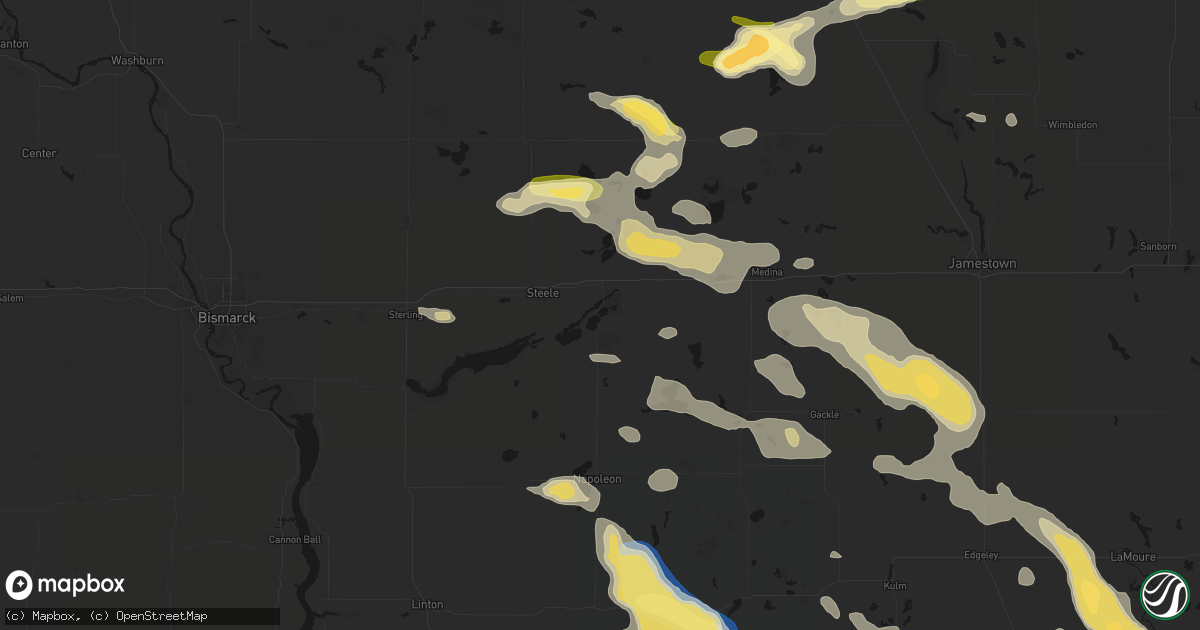 Hail map in Dawson, ND on August 24, 2026