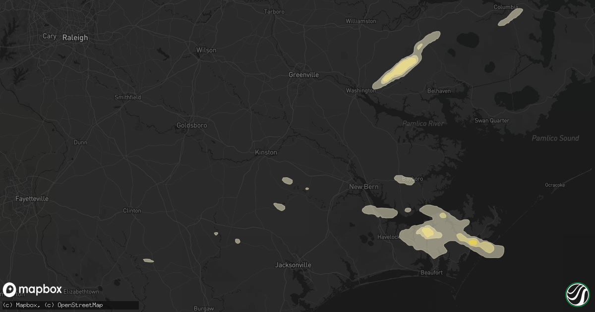 Hail map in Dover, NC on August 24, 2026