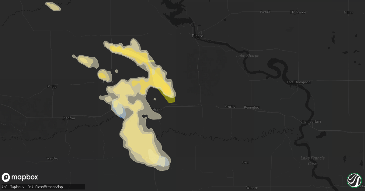 Hail map in Draper, SD on August 24, 2026