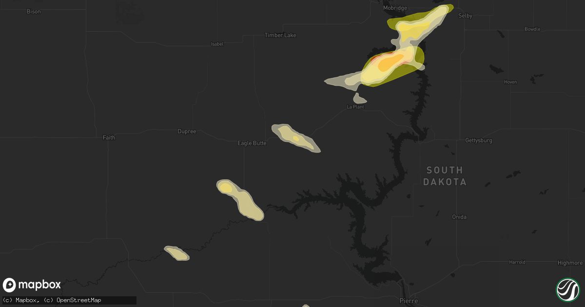 Hail map in Eagle Butte, SD on August 24, 2026