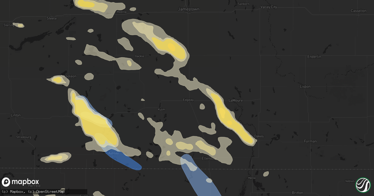 Hail map in Edgeley, ND on August 24, 2026