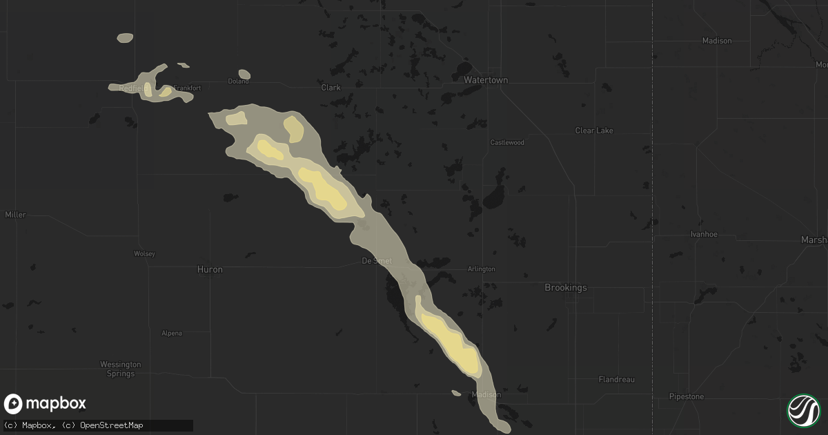Hail map in Erwin, SD on August 24, 2026