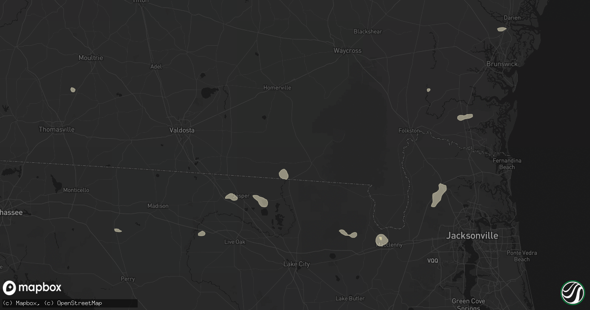 Hail map in Fargo, GA on August 24, 2026