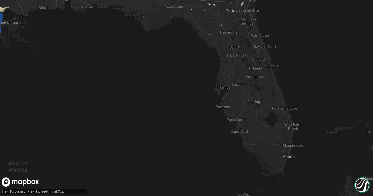 Hail map in Florida on August 24, 2026