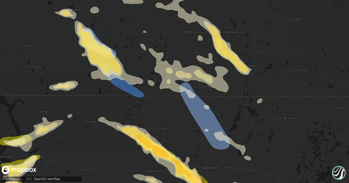 Hail map in Forbes, ND on August 24, 2026