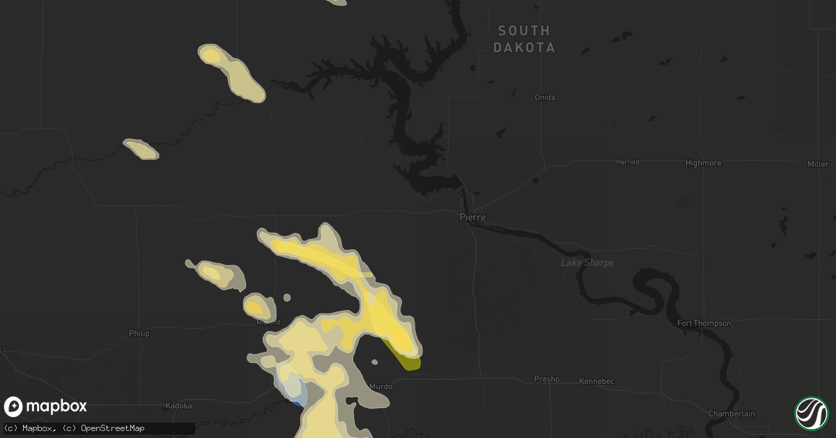 Hail map in Fort Pierre, SD on August 24, 2026
