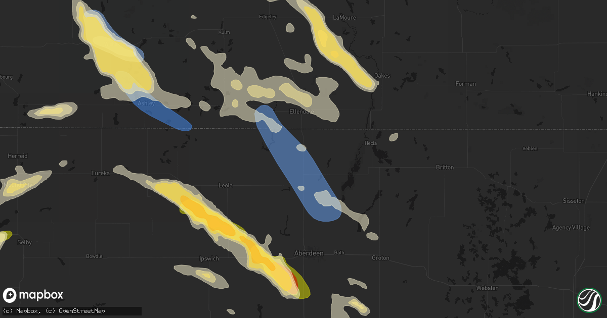 Hail map in Frederick, SD on August 24, 2026