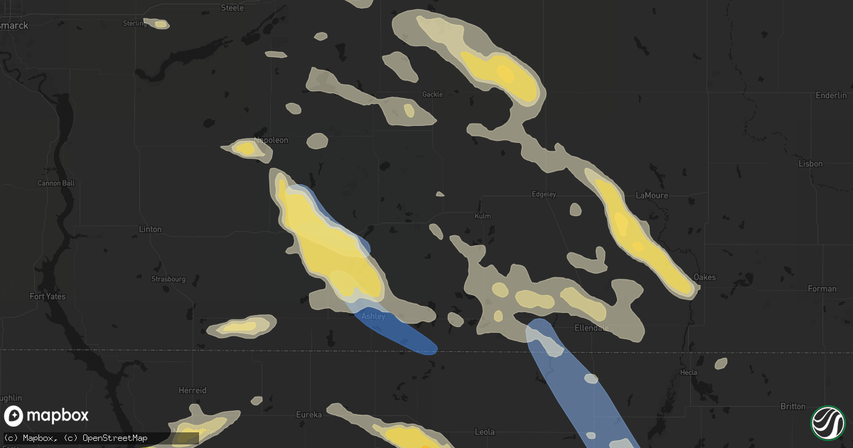 Hail map in Fredonia, ND on August 24, 2026