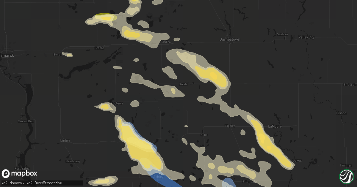 Hail map in Gackle, ND on August 24, 2026