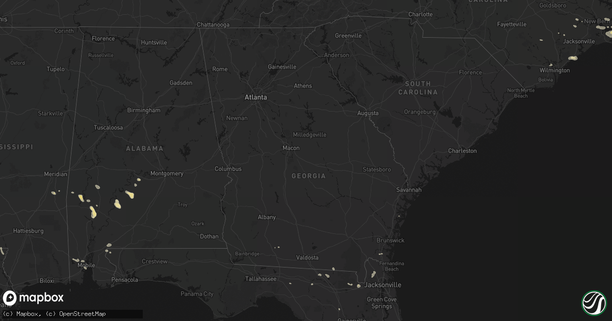 Hail map in Georgia on August 24, 2026