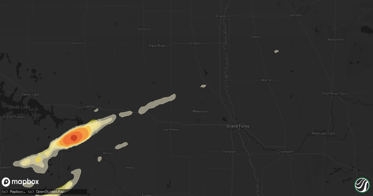 Hail map in Gilby, ND on August 24, 2026