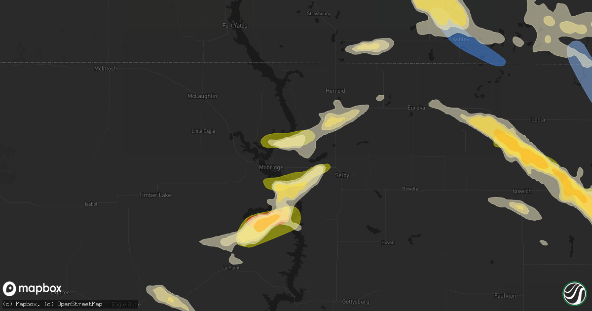 Hail map in Glenham, SD on August 24, 2026