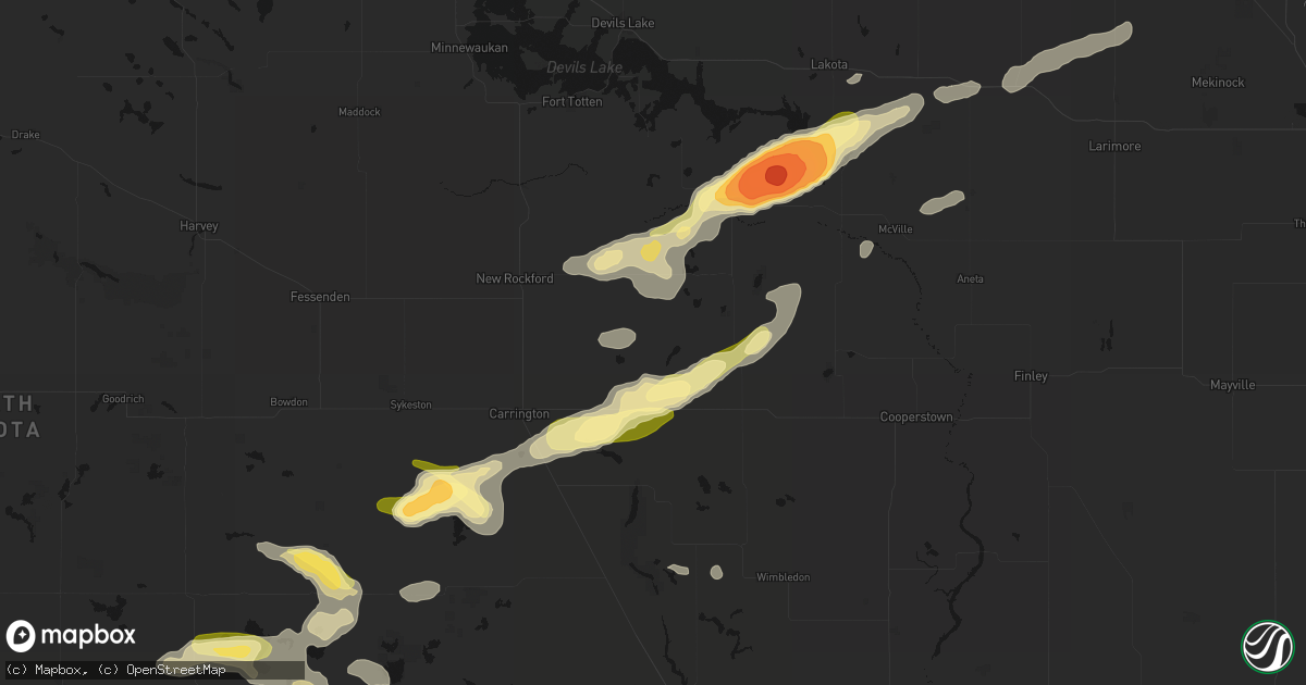 Hail map in Grace City, ND on August 24, 2026