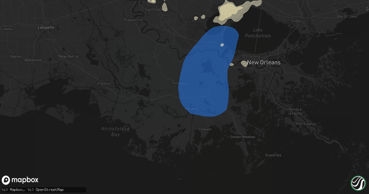 Hail map in Gray, LA on August 24, 2026