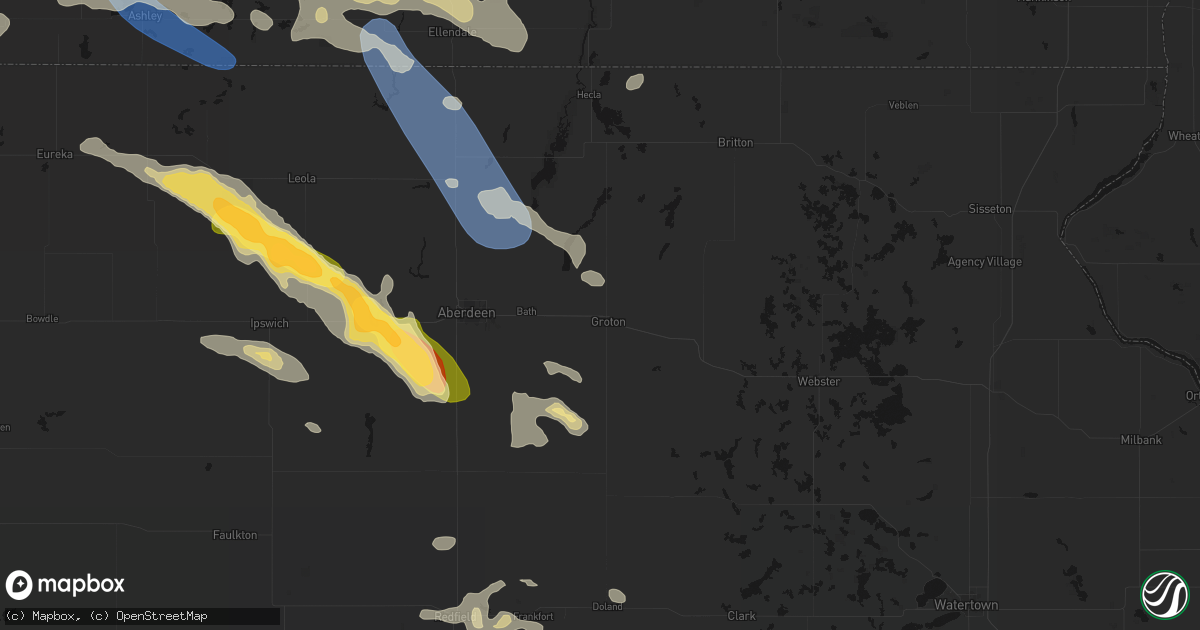 Hail map in Groton, SD on August 24, 2026