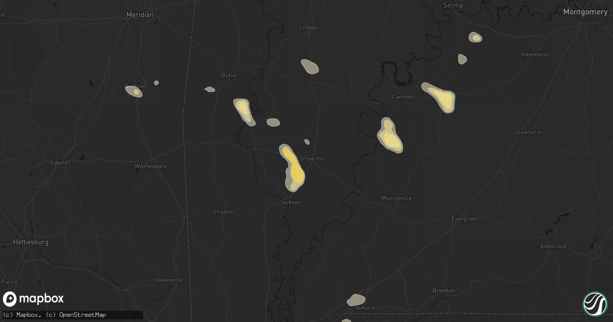 Hail map in Grove Hill, AL on August 24, 2026