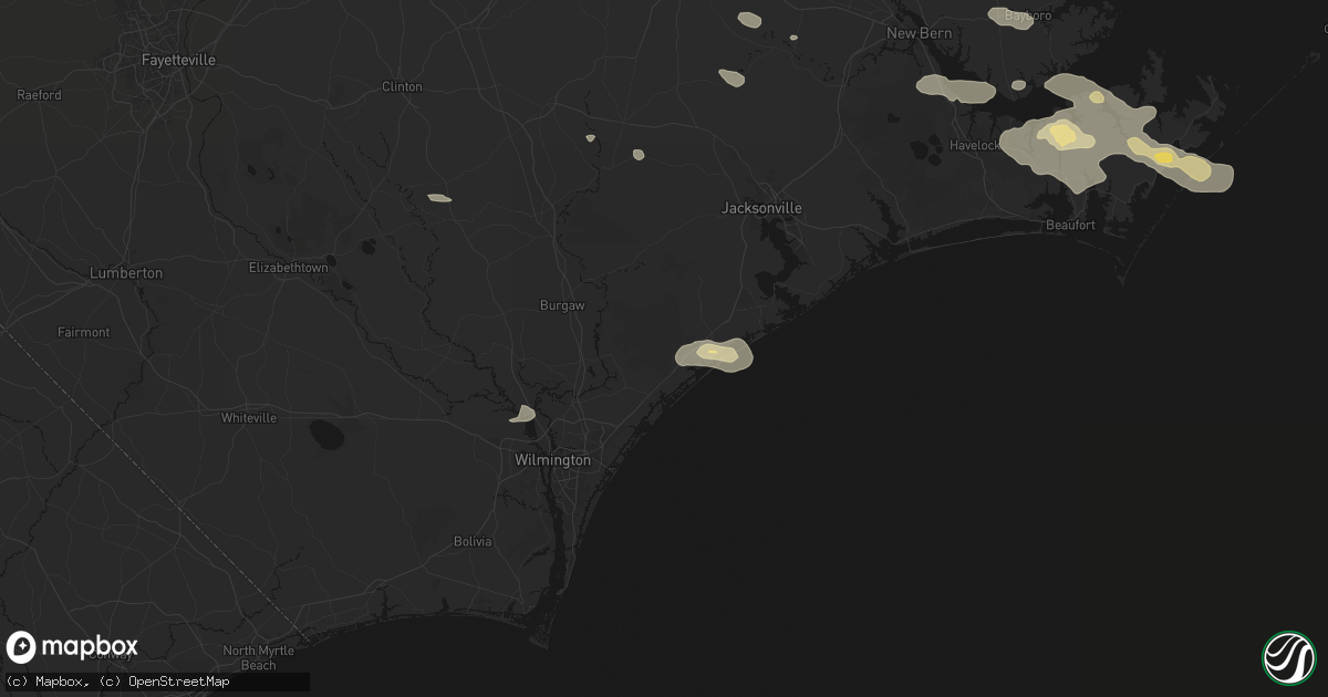 Hail map in Hampstead, NC on August 24, 2026