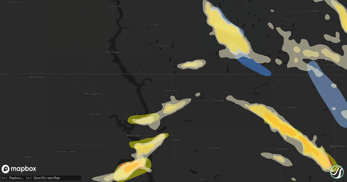 Hail map in Herreid, SD on August 24, 2026