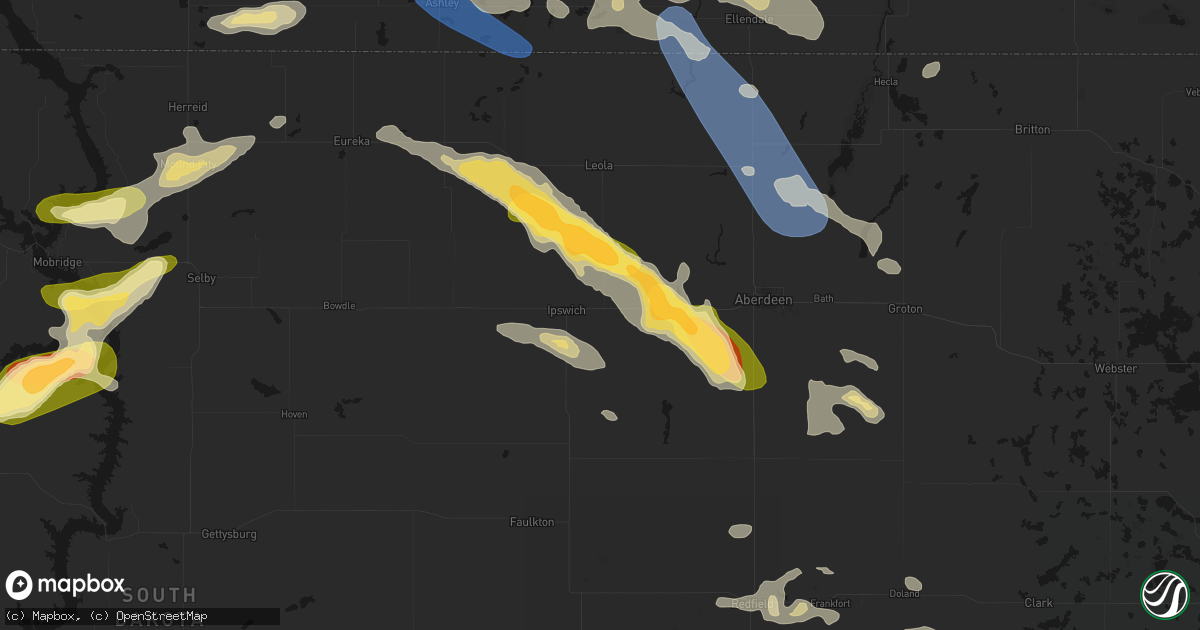 Hail map in Ipswich, SD on August 24, 2026