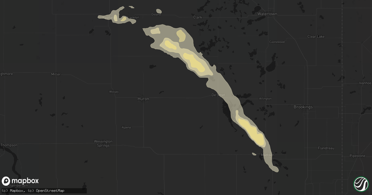 Hail map in Iroquois, SD on August 24, 2026