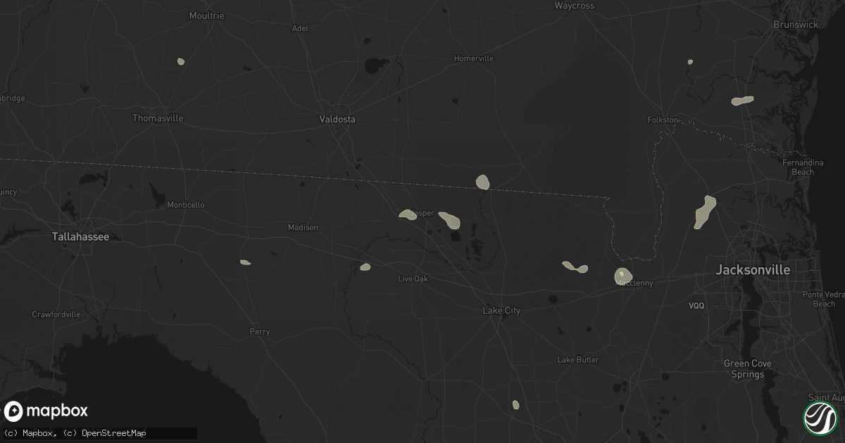 Hail map in Jasper, FL on August 24, 2026