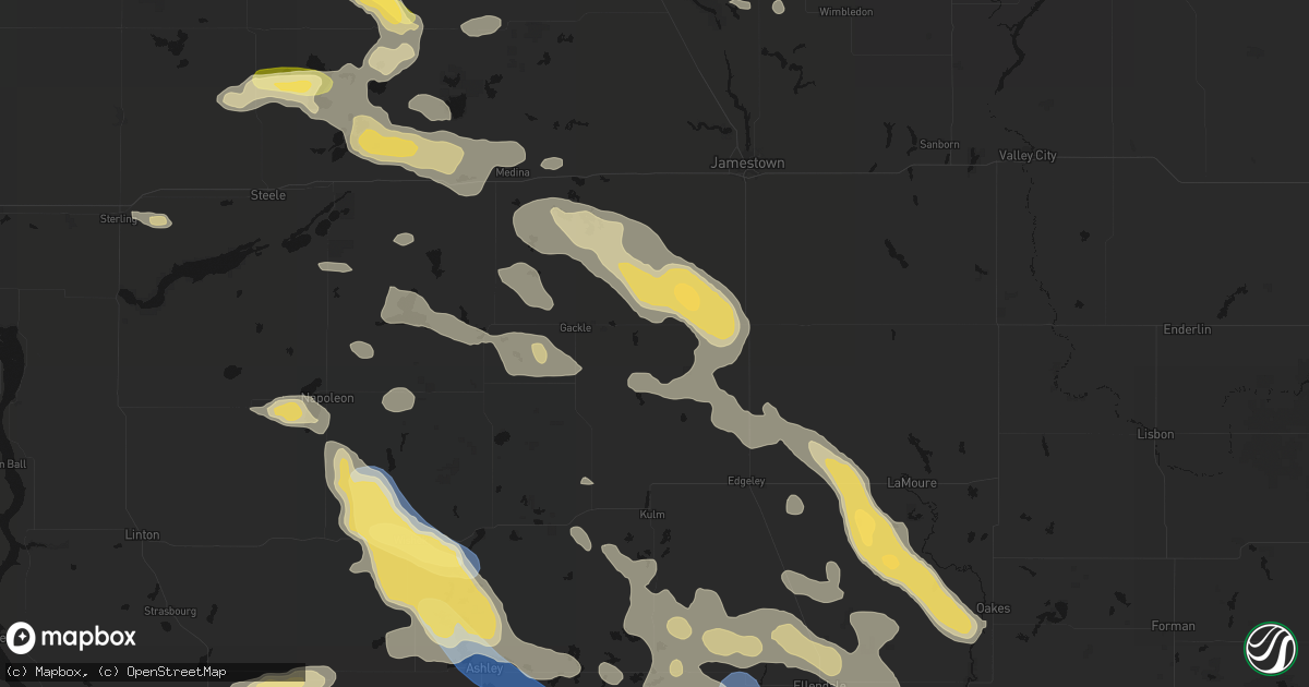 Hail map in Jud, ND on August 24, 2026
