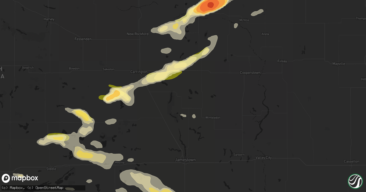 Hail map in Kensal, ND on August 24, 2026