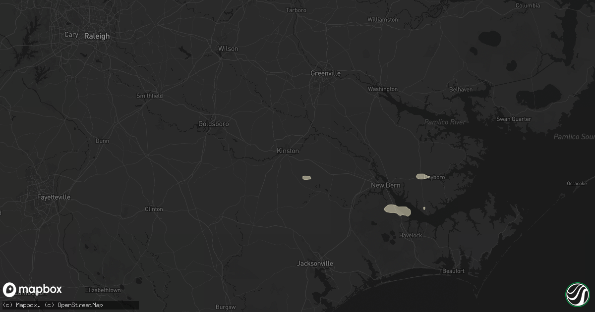 Hail map in Kinston, NC on August 24, 2026