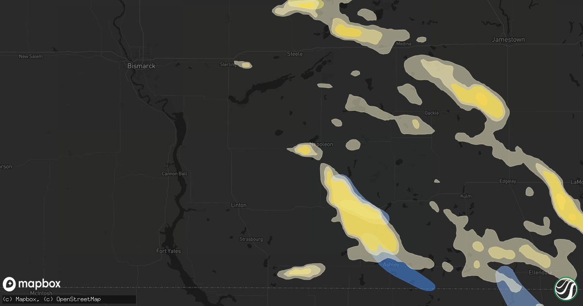 Hail map in Kintyre, ND on August 24, 2026