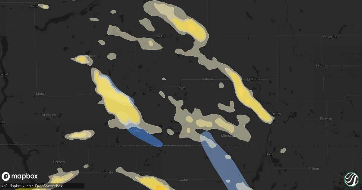 Hail map in Kulm, ND on August 24, 2026