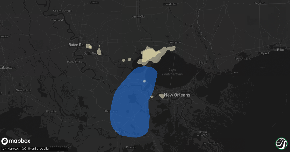 Hail map in La Place, LA on August 24, 2026