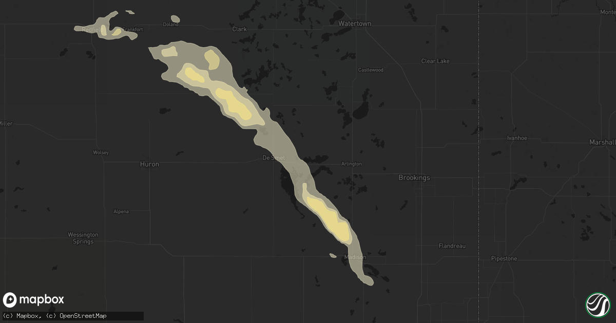 Hail map in Lake Preston, SD on August 24, 2026