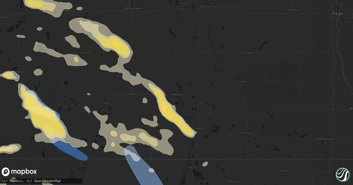 Hail map in Lamoure, ND on August 24, 2026