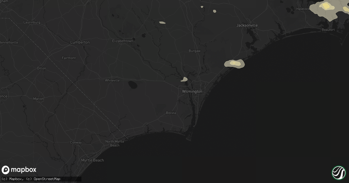 Hail map in Leland, NC on August 24, 2026