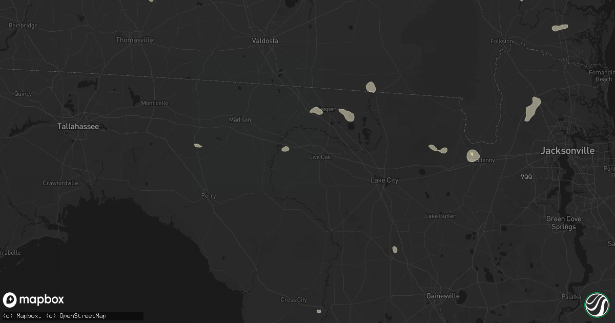 Hail map in Live Oak, FL on August 24, 2026