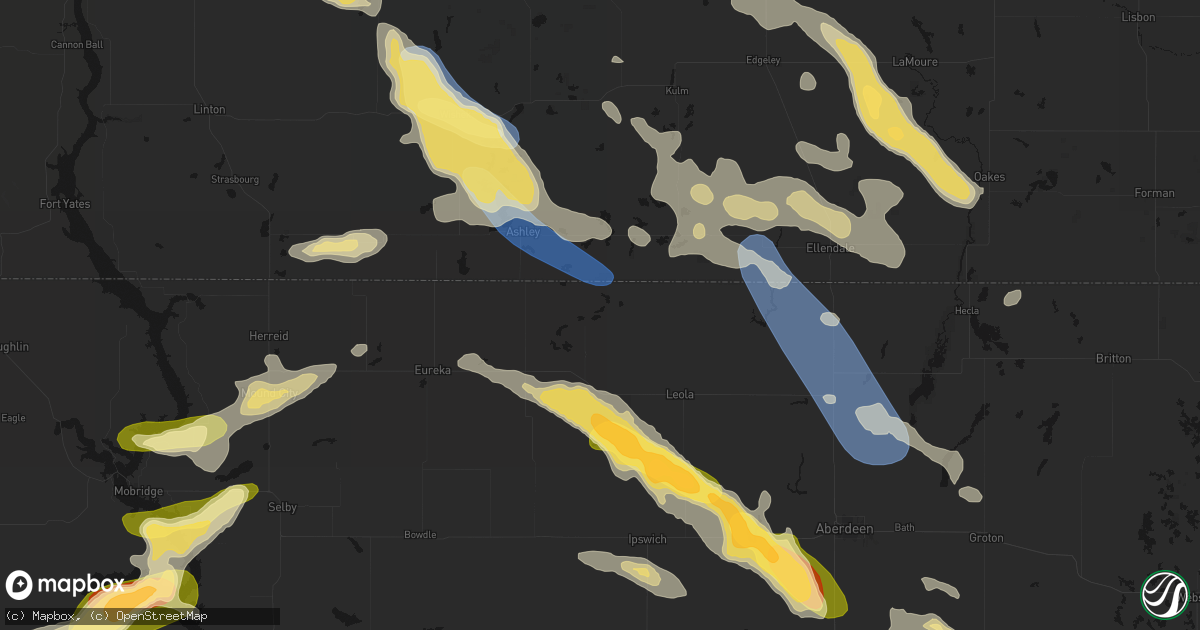 Hail map in Long Lake, SD on August 24, 2026