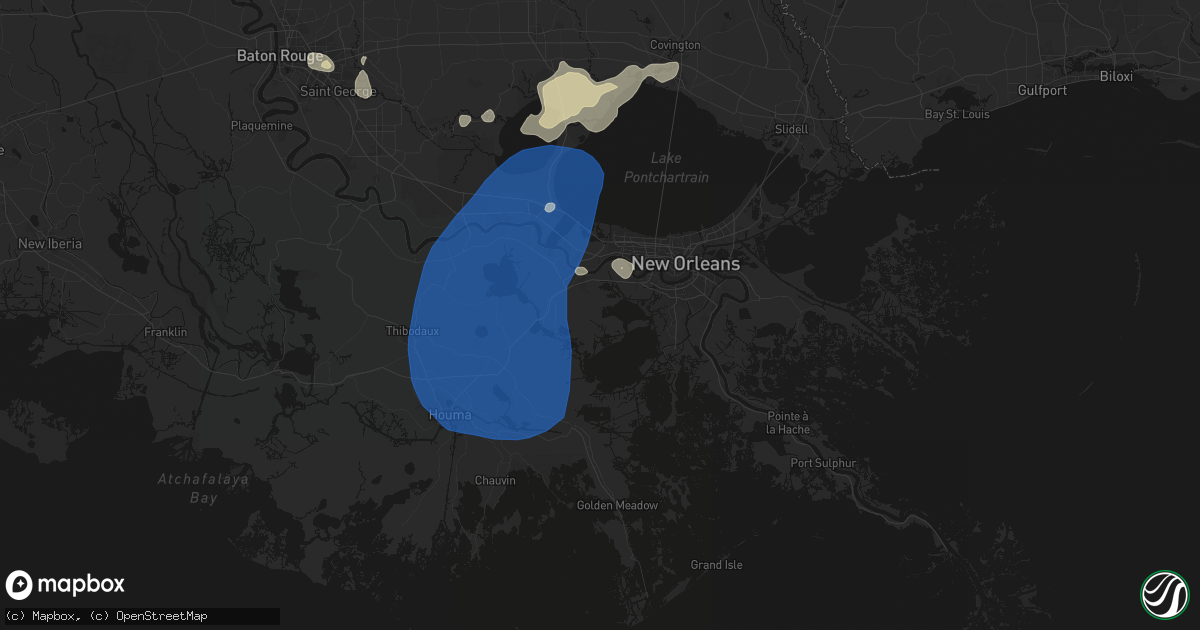 Hail map in Luling, LA on August 24, 2026