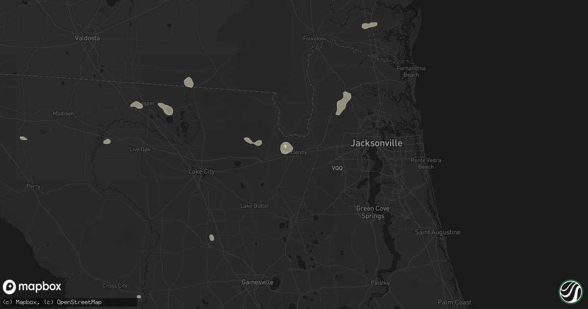 Hail map in Macclenny, FL on August 24, 2026