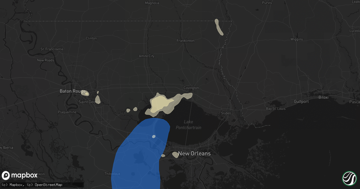 Hail map in Madisonville, LA on August 24, 2026