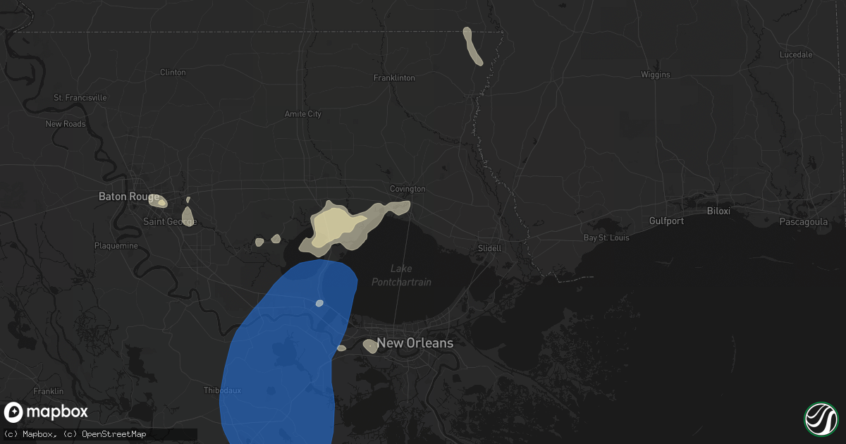 Hail map in Mandeville, LA on August 24, 2026