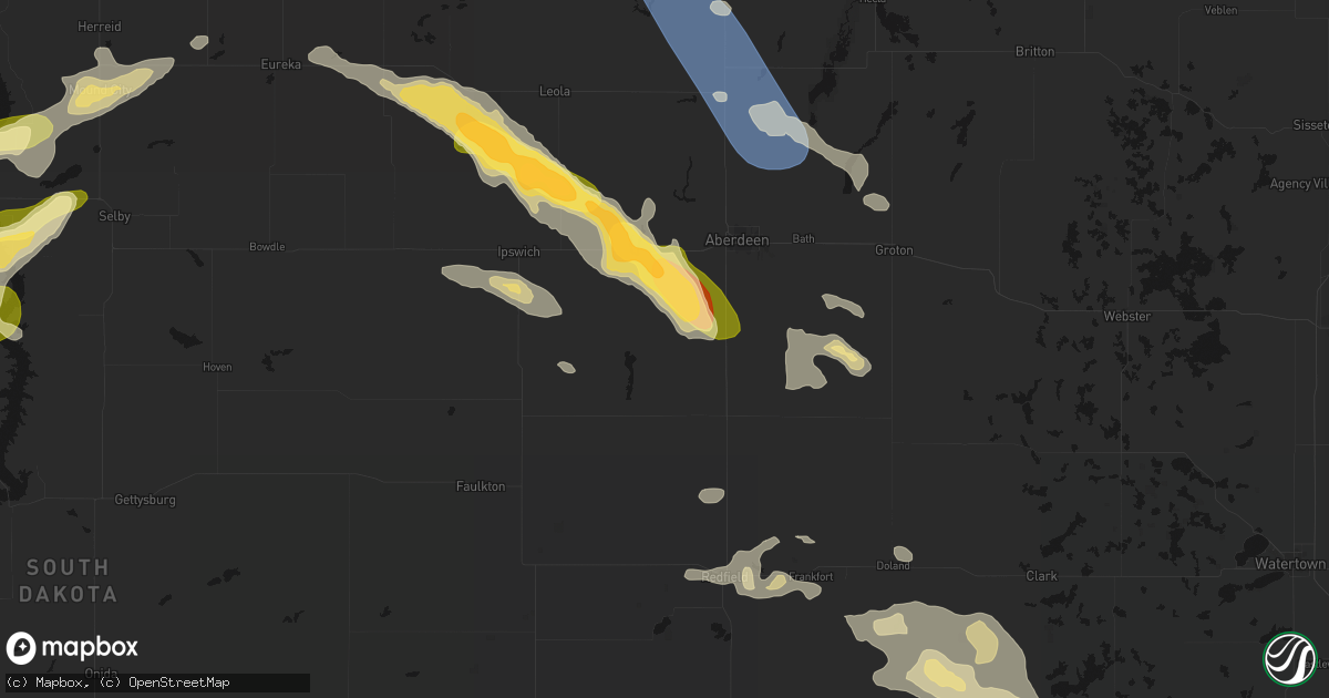 Hail map in Mansfield, SD on August 24, 2026