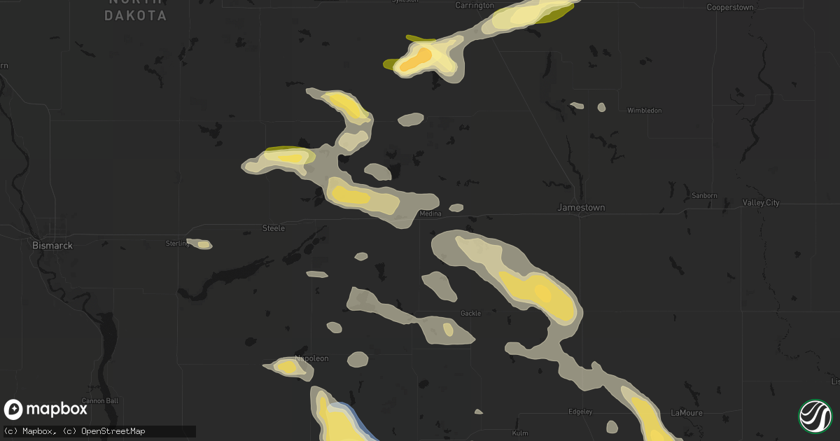 Hail map in Medina, ND on August 24, 2026