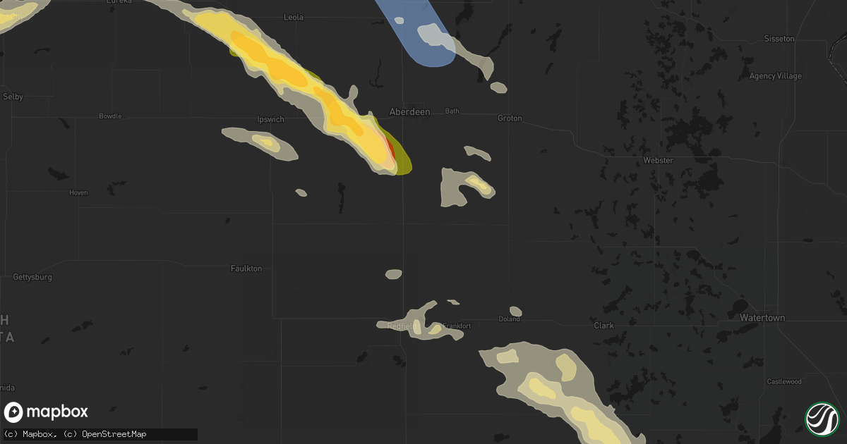 Hail map in Mellette, SD on August 24, 2026