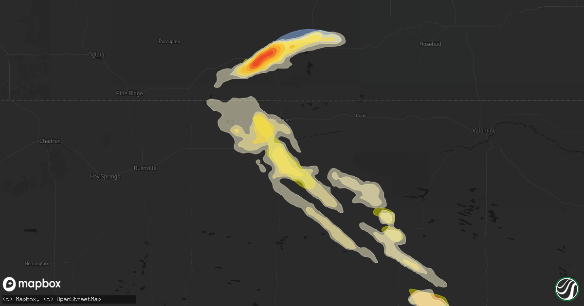 Hail map in Merriman, NE on August 24, 2026