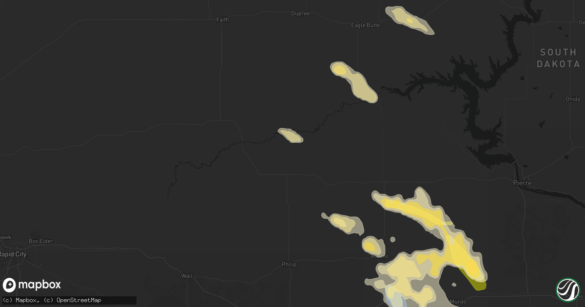 Hail map in Milesville, SD on August 24, 2026