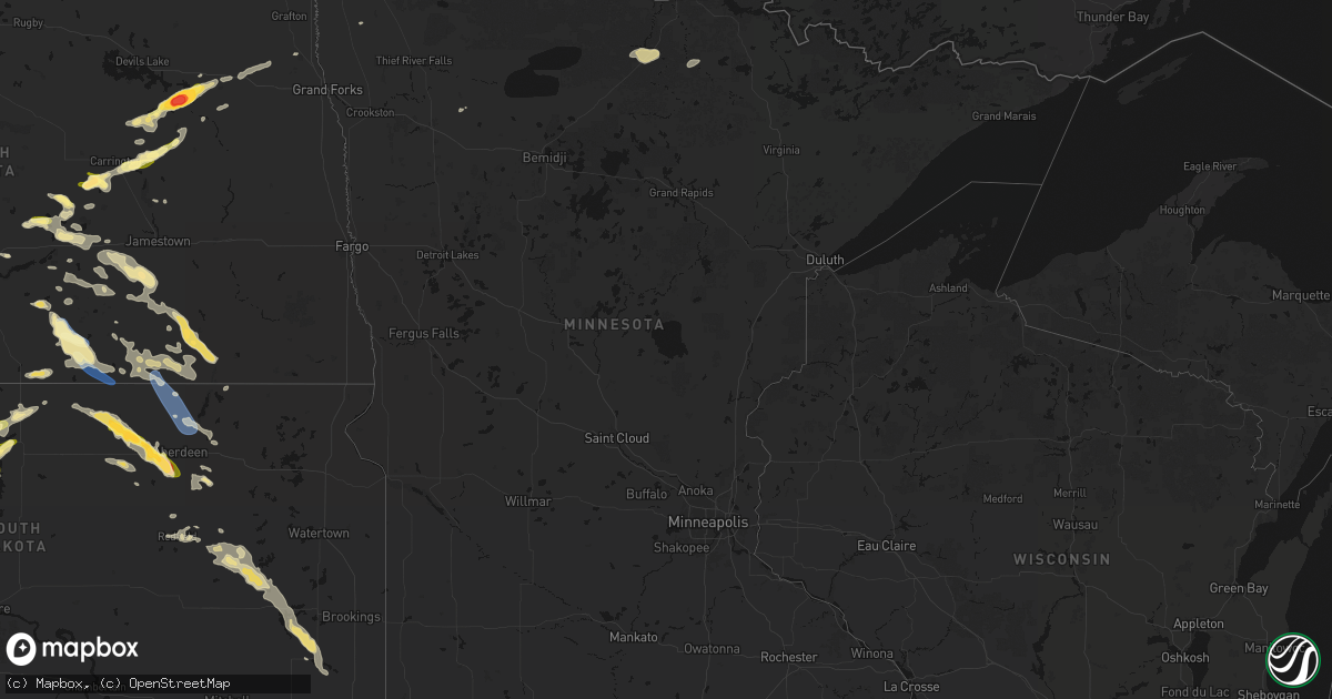 Hail map in Minnesota on August 24, 2026